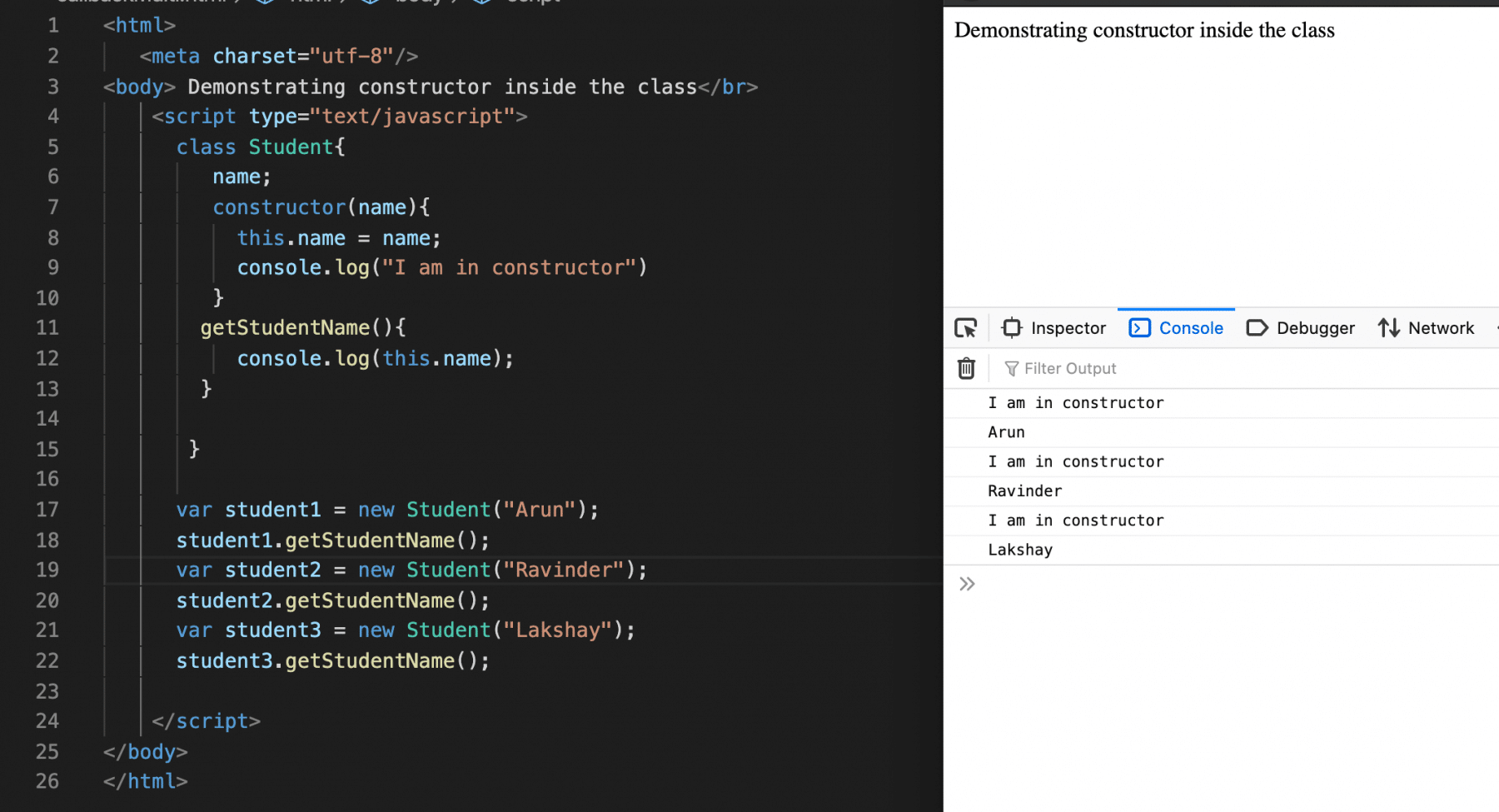 constructor assignment javascript